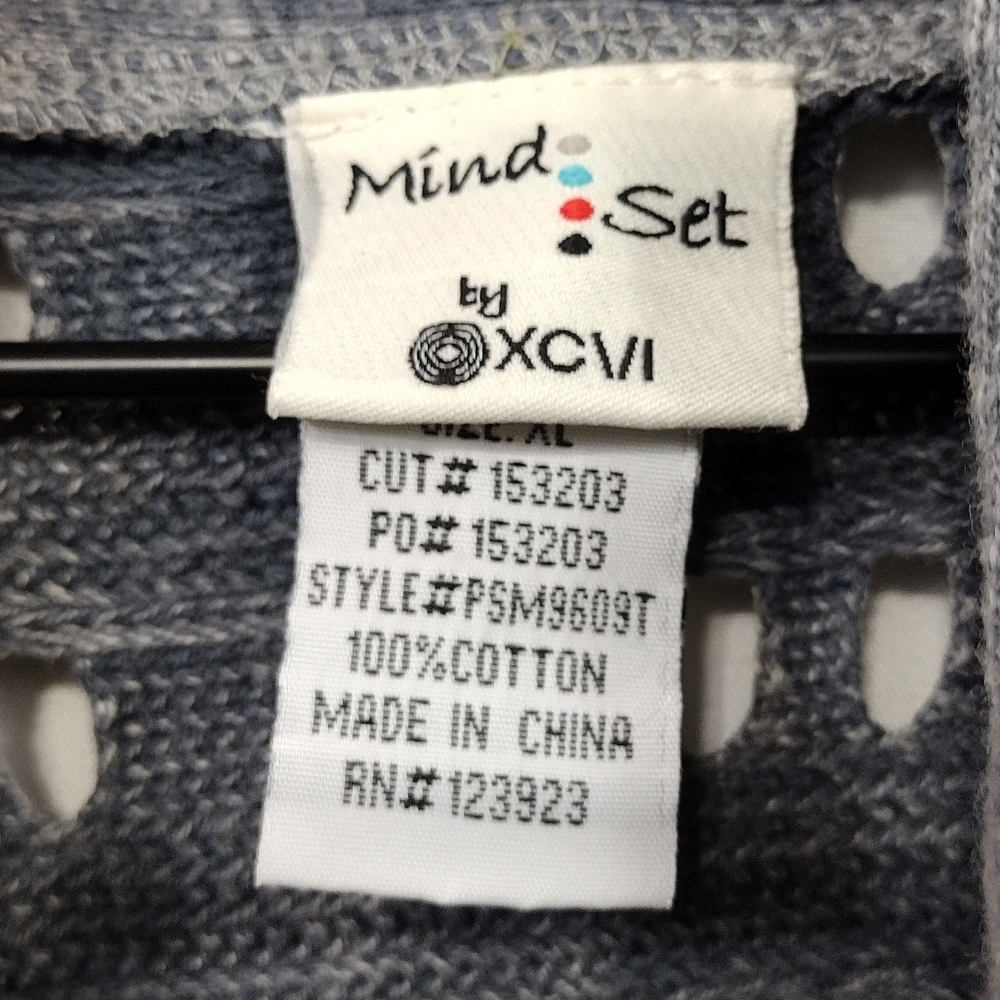 Mind Set By XCVI Pointelle-knit Cardigan Vest Women's XL Tan Gray Boho Retro Y2K - Picture 6 of 6